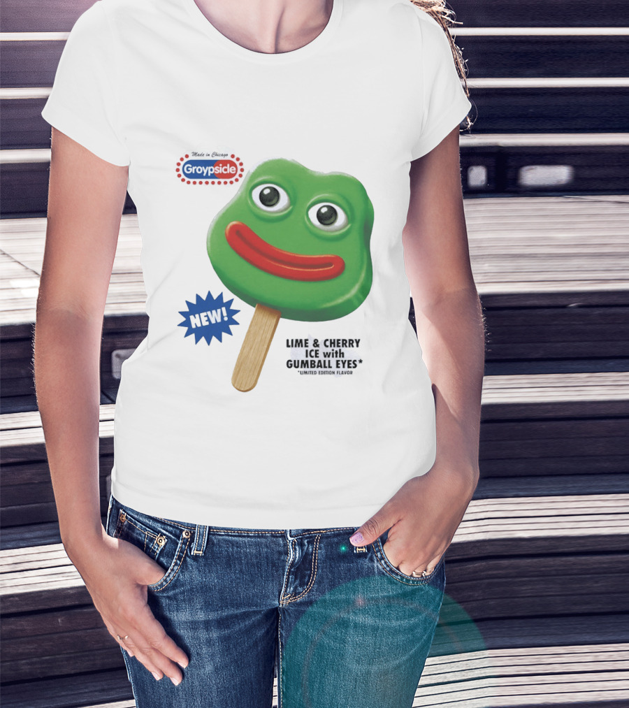Groypsicle Lime And Cherry Ice With Gumball Eyes Limited Edition Made In Chicago T-Shirt