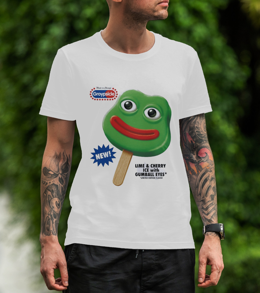 Groypsicle Lime And Cherry Ice With Gumball Eyes Limited Edition Made In Chicago T-Shirt