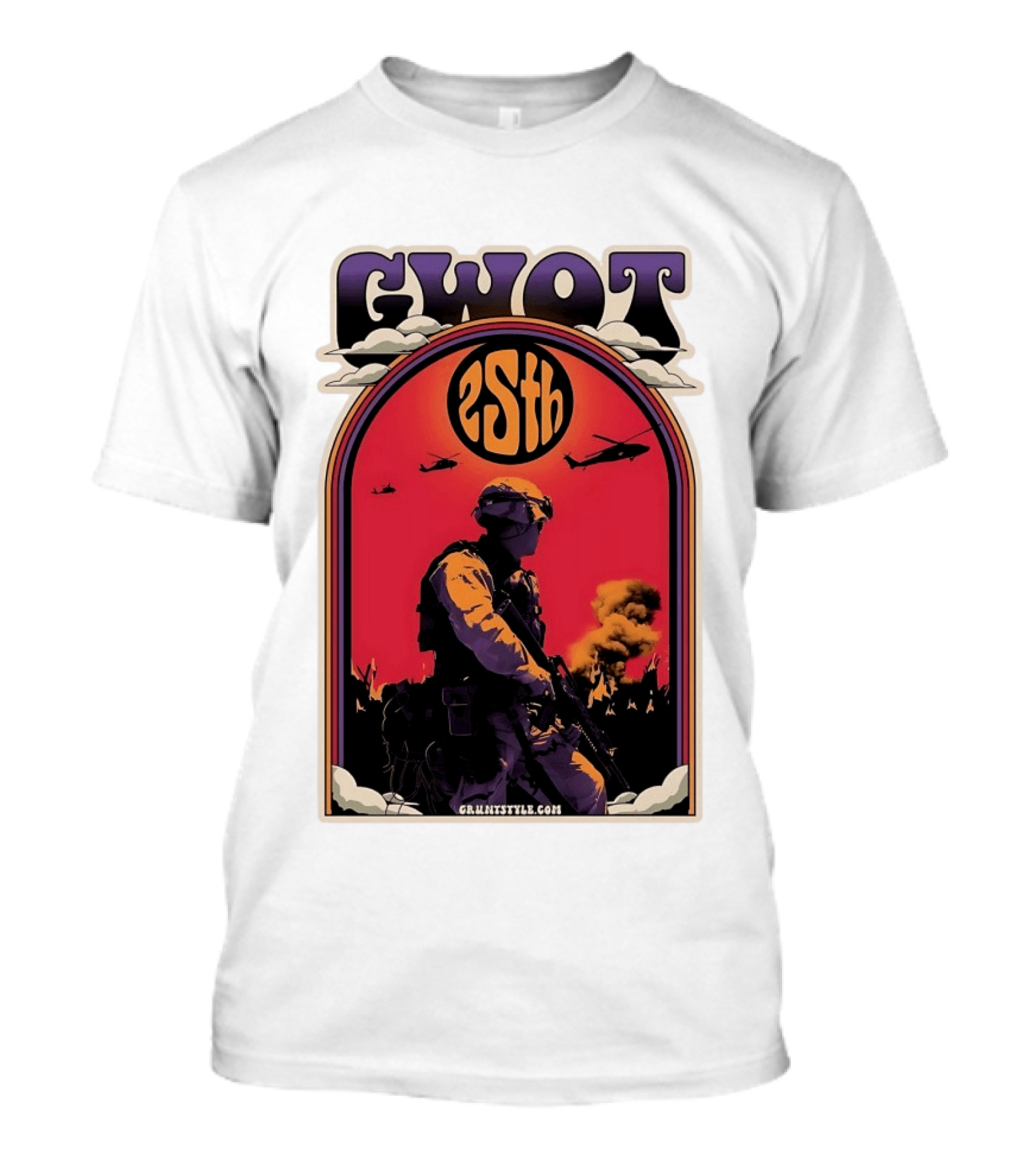 GWOT 25th Anniversary Soldier Helicopters Gruntstyle.com T-Shirt
