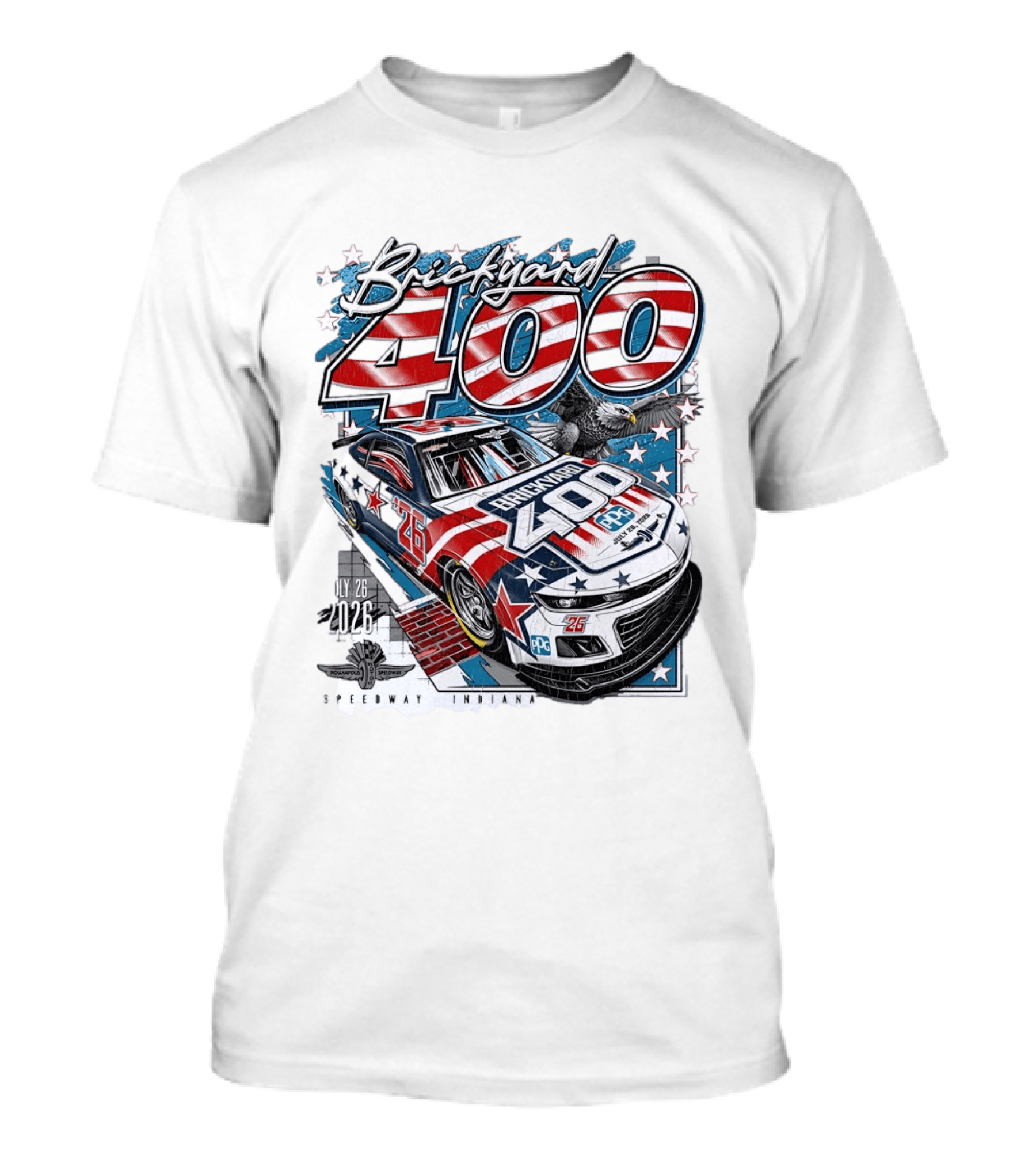 Brickyard 400 Indianapolis Motor Speedway July 26 2026 Race Car PPG Stars And Stripes T-Shirt