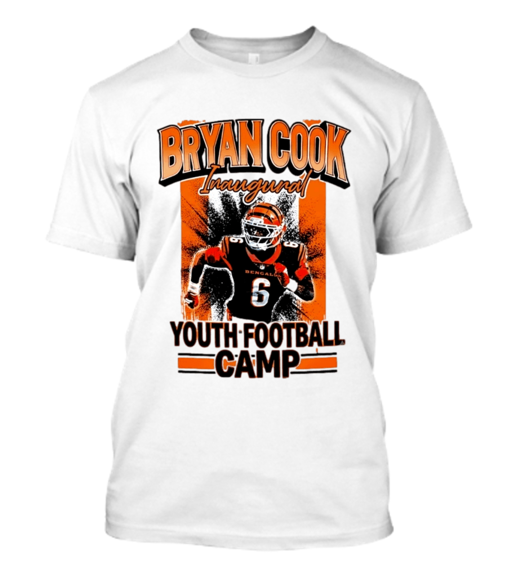 Bryan Cook Inaugural Youth Football Camp Cincinnati Bengals Player Number 6 T-Shirt