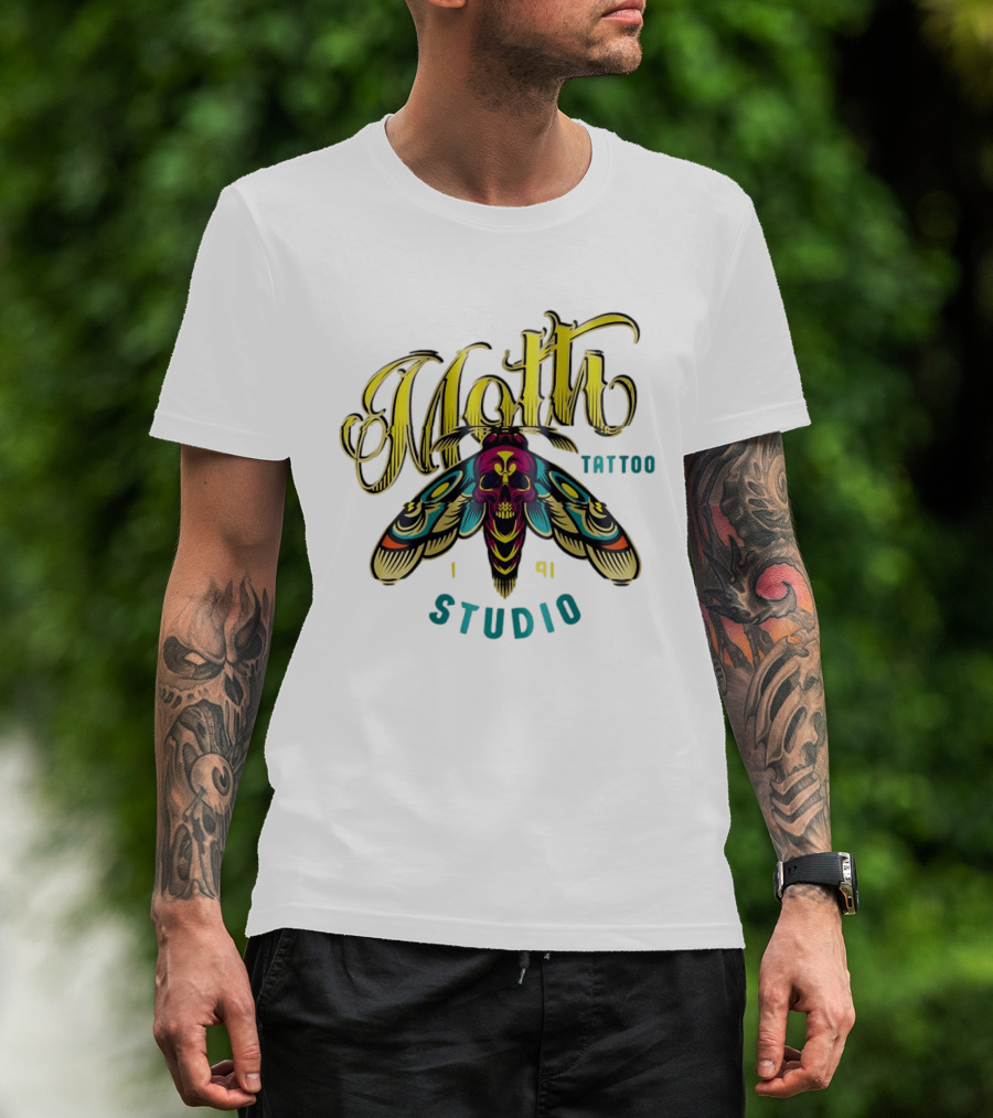 Moth Tattoo Studio 1991 Skull Moth Gothic T-Shirt