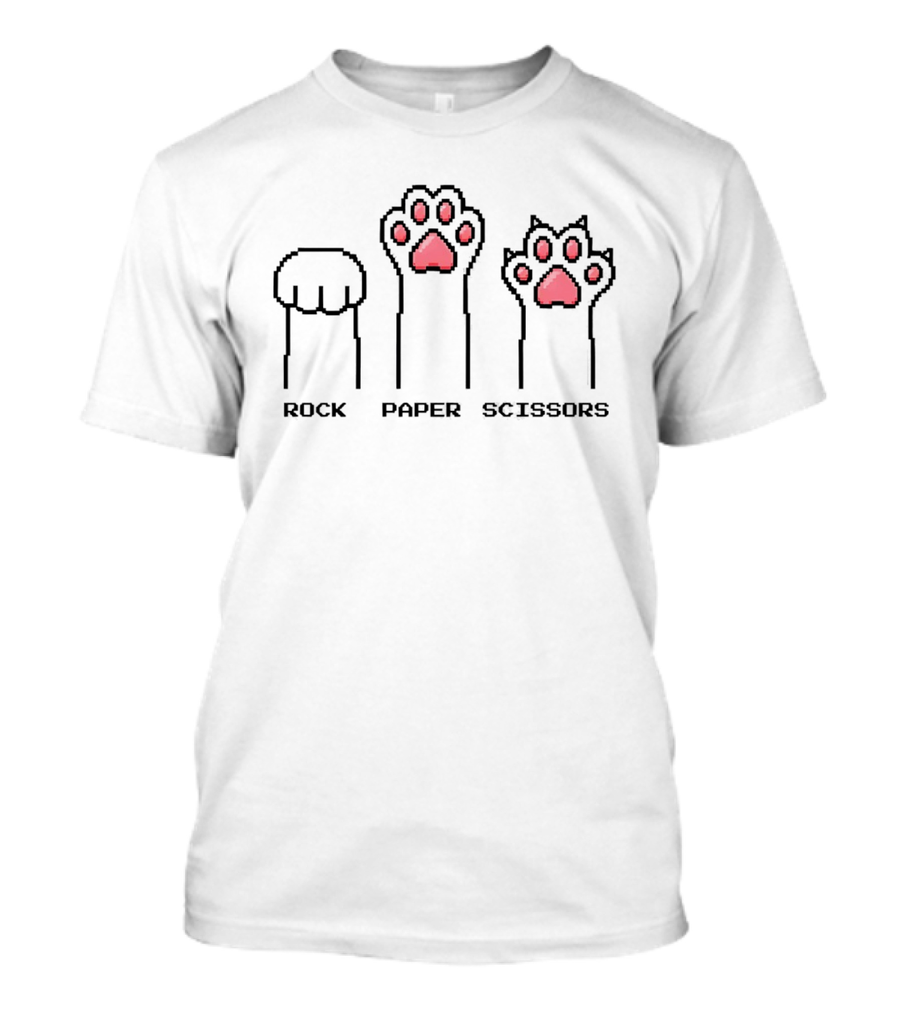 Cat Paws Rock Paper Scissors Pixel Kitten Game T-Shirt