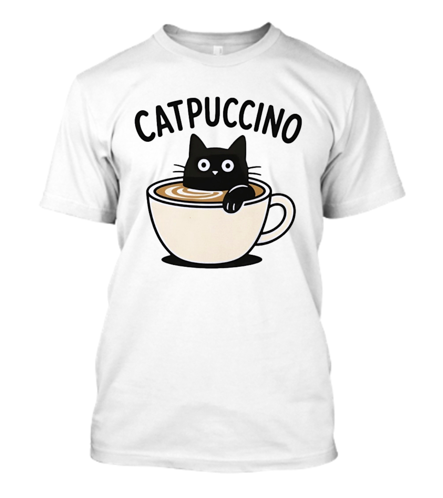 CATPUCCINO Black Cat In A Coffee Cup Cappuccino T-Shirt