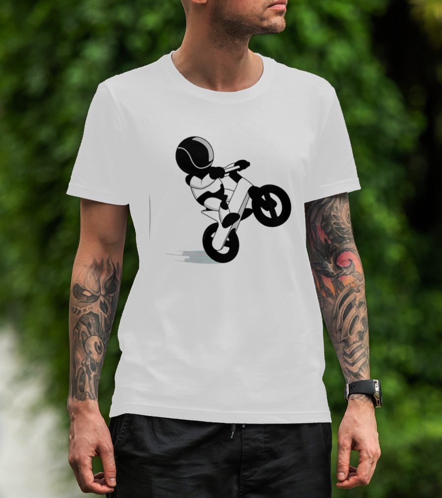 Stick Figure Biker Wheelie Adventure T-Shirt