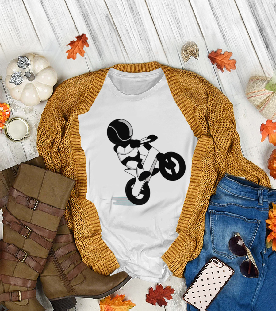 Stick Figure Biker Wheelie Adventure T-Shirt