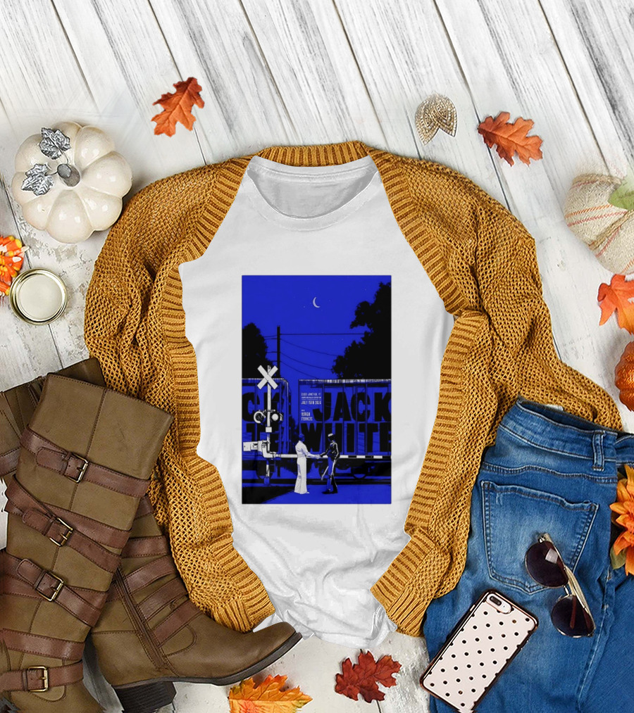 Jack White Rough Francis Essex Junction VT July 15 2026 Train Crossing Night Scene Moon T-Shirt