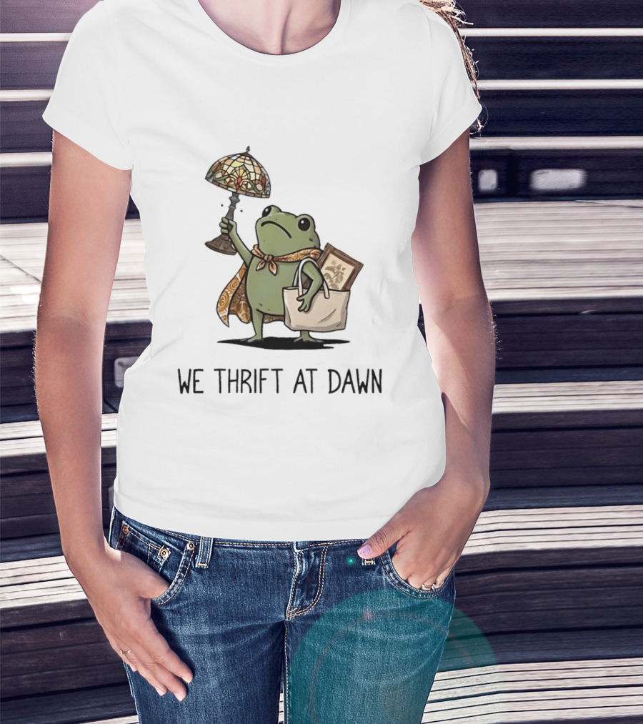 We Thrift At Dawn Frog With Vintage Lamp And T-Shirt