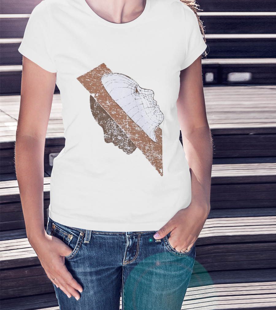 Wireframe Human Profile Collage Abstract Geometric Face T-Shirt