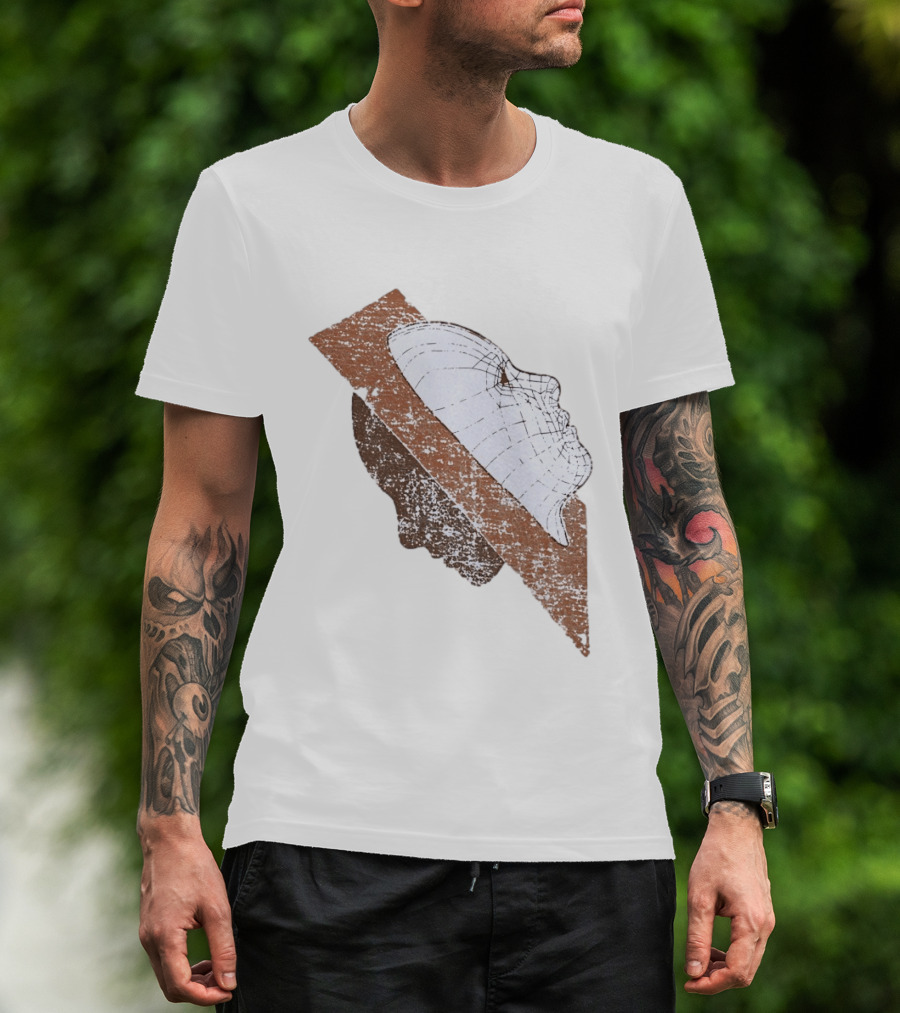Wireframe Human Profile Collage Abstract Geometric Face T-Shirt