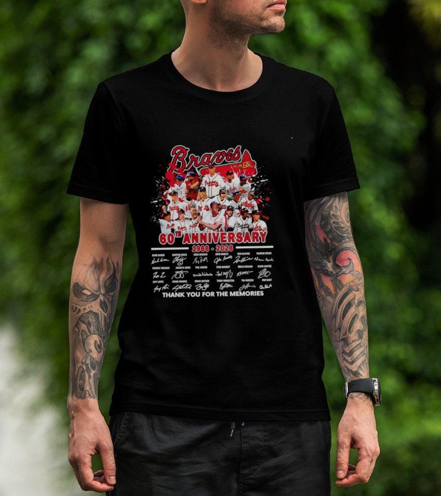 Atlanta Braves 60th Anniversary 1966 2026 Thank You For The Memories Signatures T-Shirt