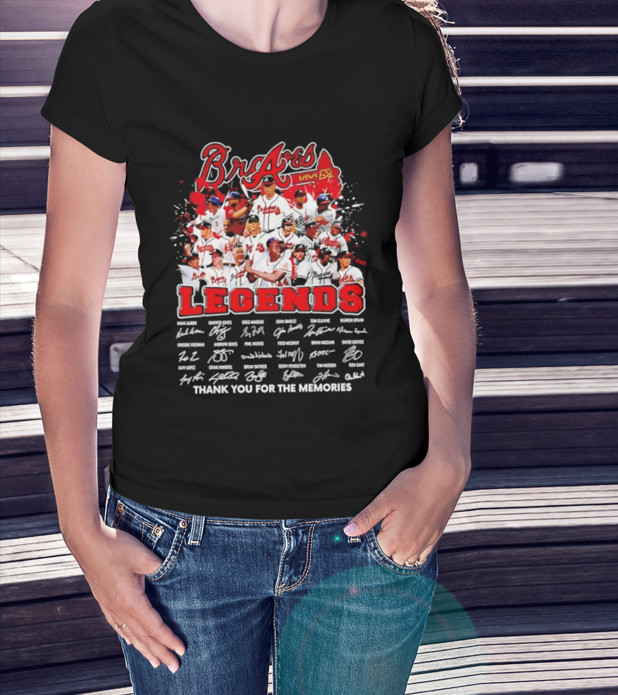 Braves Legends Thank You For The Memories Signatures Collage T-Shirt