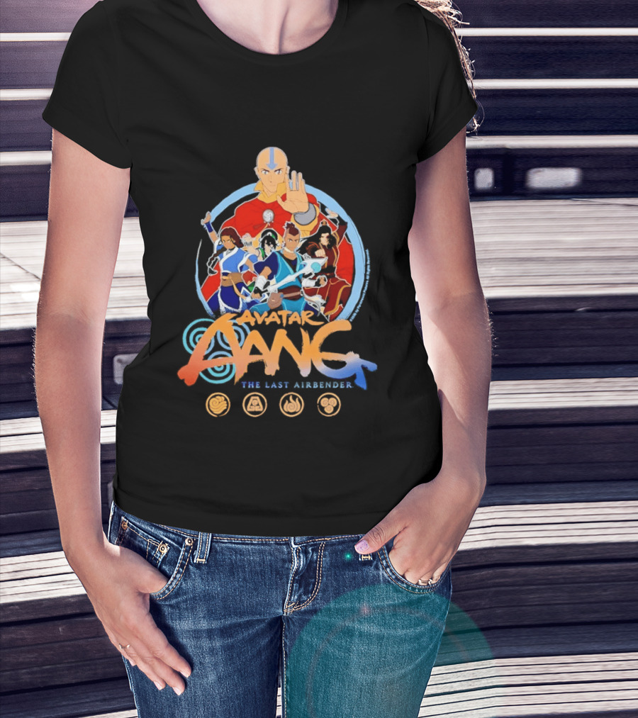 Avatar Aang The Last Airbender Team Elements Katara Toph Sokka Zuko Iroh Momo Appa T-Shirt
