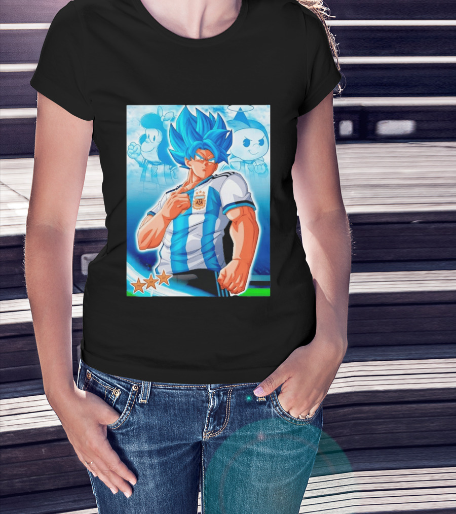 Super Saiyan Goku Dragon Ball Argentina AFA Jersey Victory Stars T-Shirt