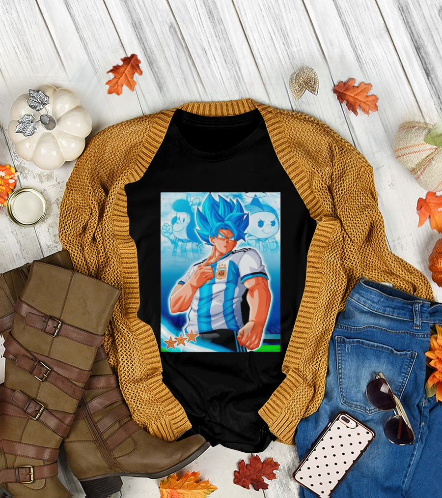 Super Saiyan Goku Dragon Ball Argentina AFA Jersey Victory Stars T-Shirt