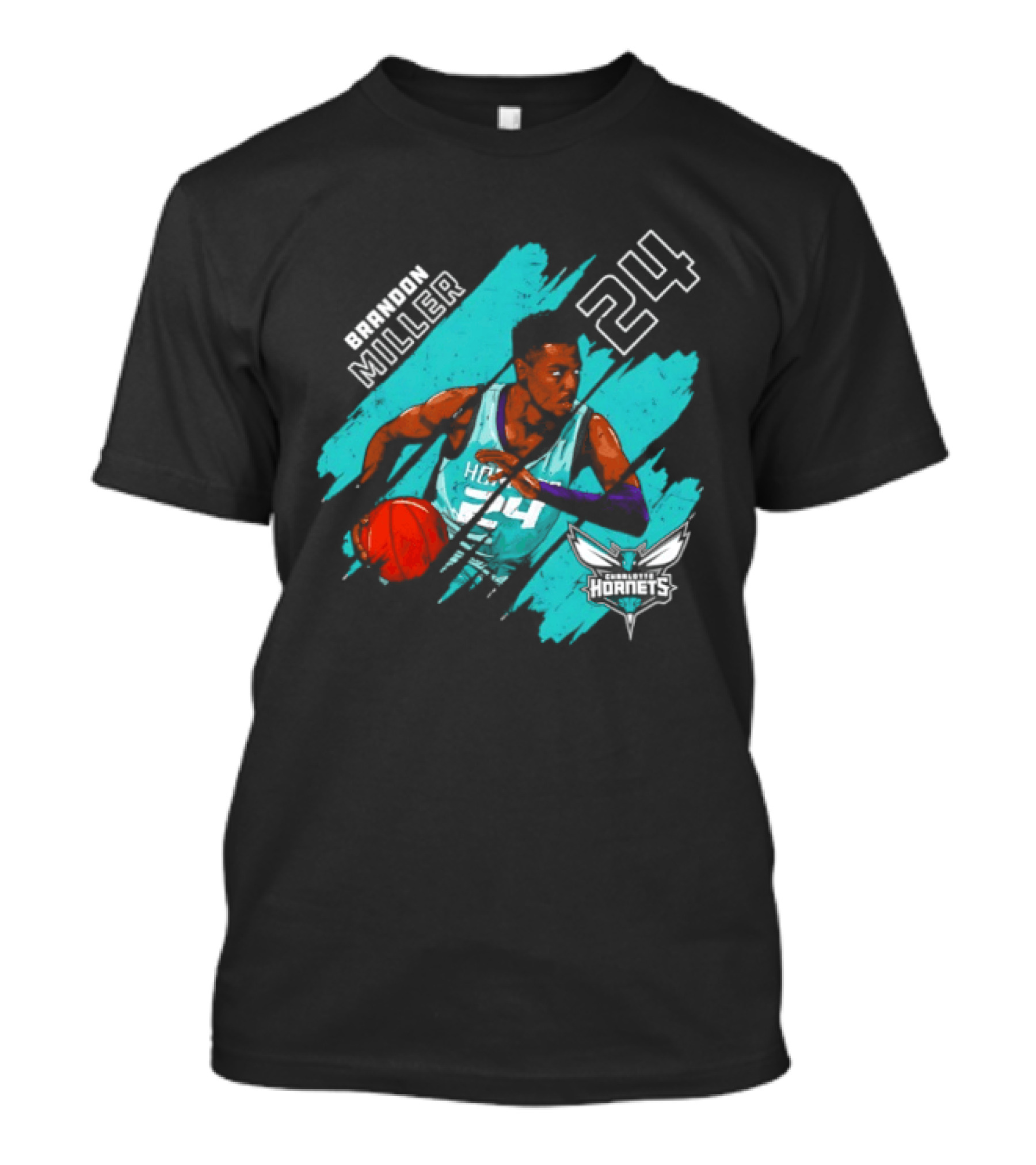 Brandon Miller 24 Charlotte Hornets Basketball Stripes T-Shirt