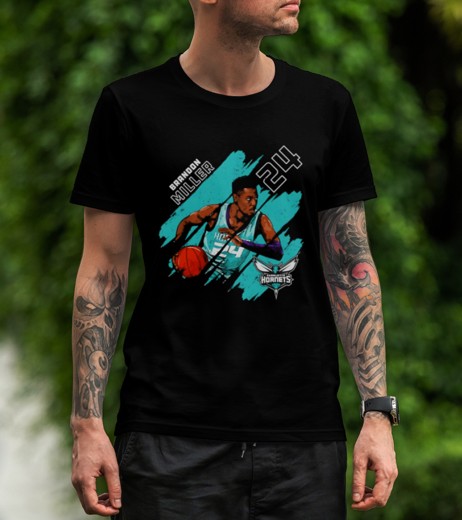 Brandon Miller 24 Charlotte Hornets Basketball Stripes T-Shirt