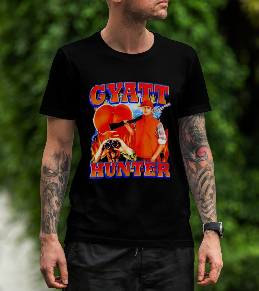 Gyatt Hunter Peach Slang With Binoculars And Rifle T-Shirt