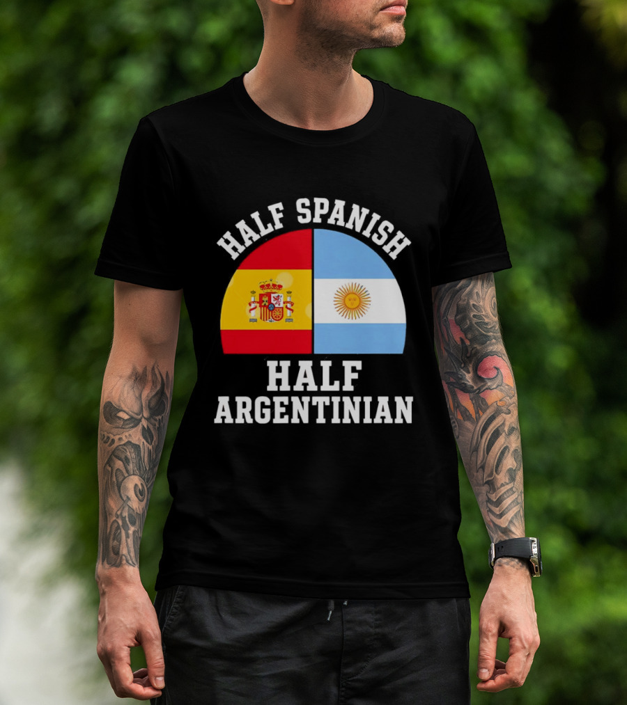 Half Spanish Half Argentinian Flags T-Shirt