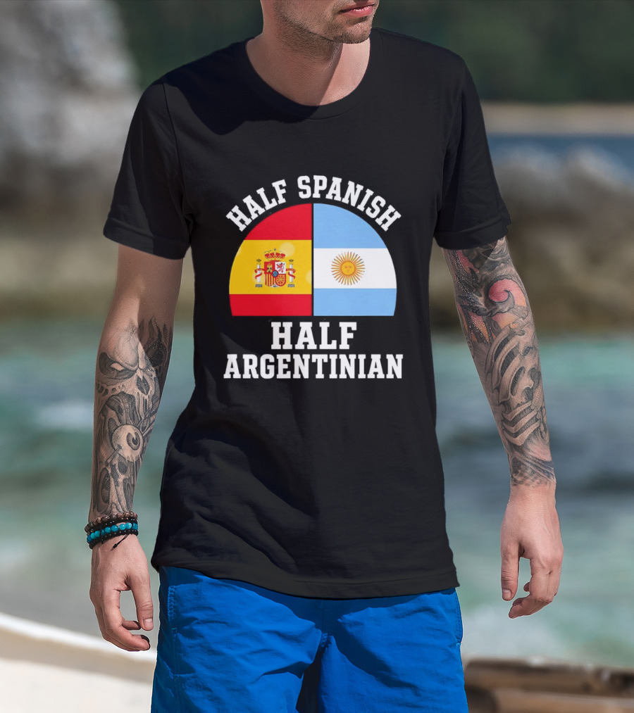 Half Spanish Half Argentinian Flags T-Shirt
