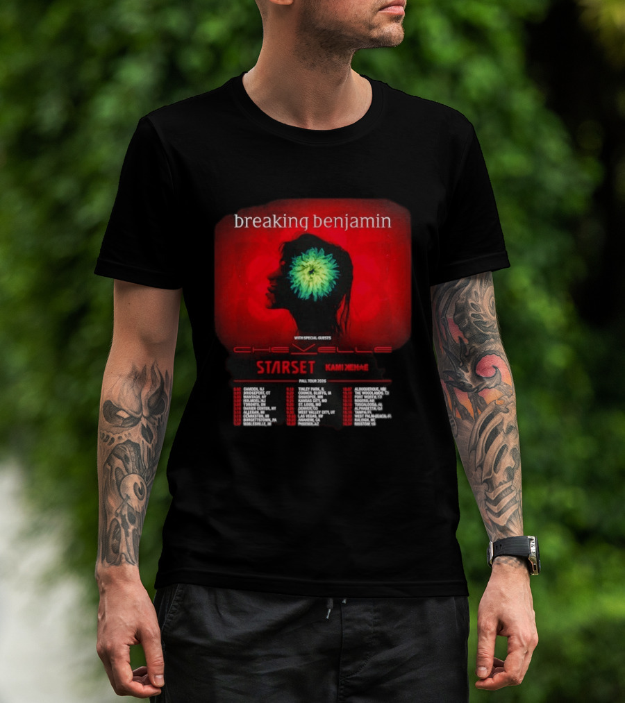 Breaking Benjamin Chevelle Starset Kami Kehe Fall Tour 2026 Dates And Locations T-Shirt