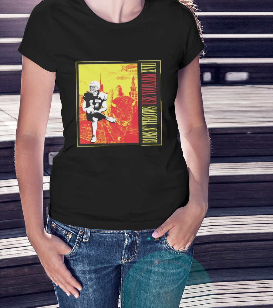 Buffalo Bills Josh Allen Runs N' Throws Use Your Arm XVII Football Buffalo T-Shirt