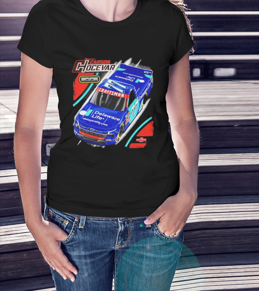 Carson Hocevar Spire Motorsports #77 Delaware Life Craftsman Racing T-Shirt