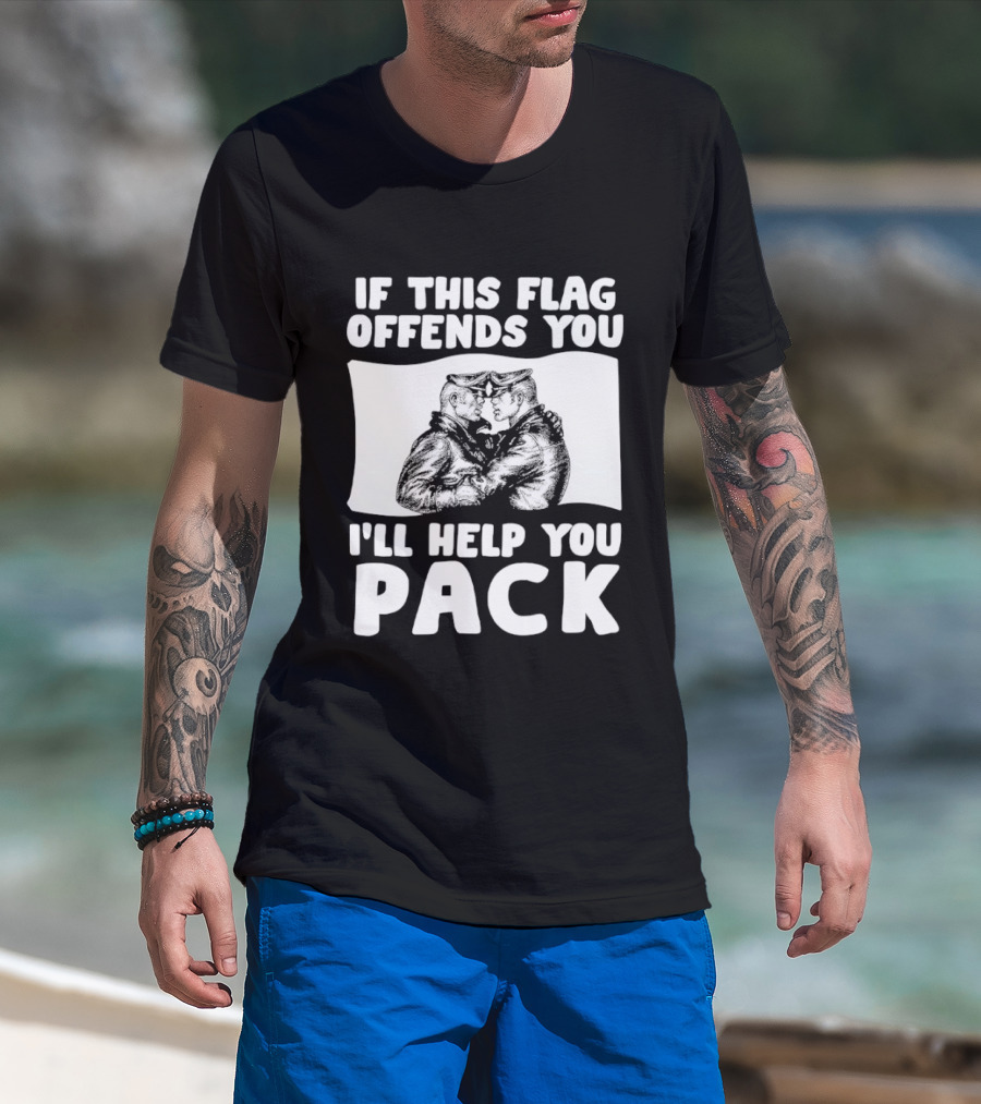 If This Flag Offends You I'll Help You Pack Leather Pride Bulldog T-Shirt