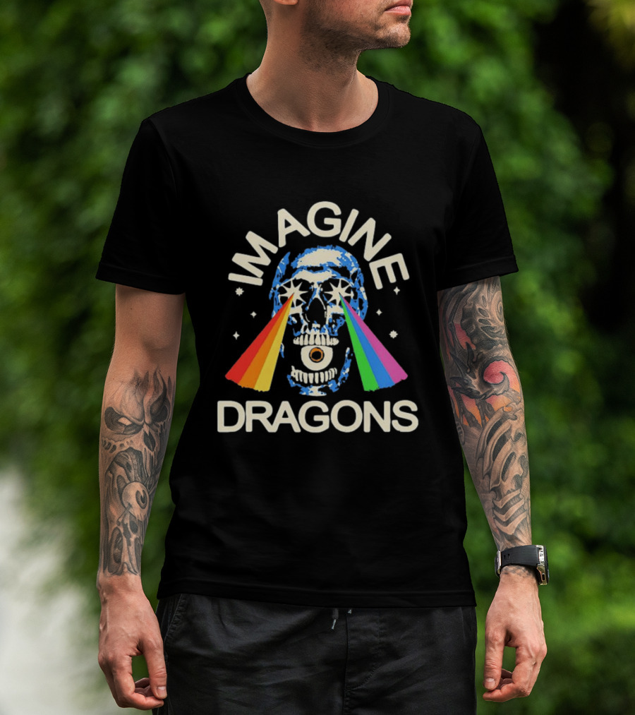 Imagine Dragons Skull Rainbow Eyes Spectrum Vision T-Shirt