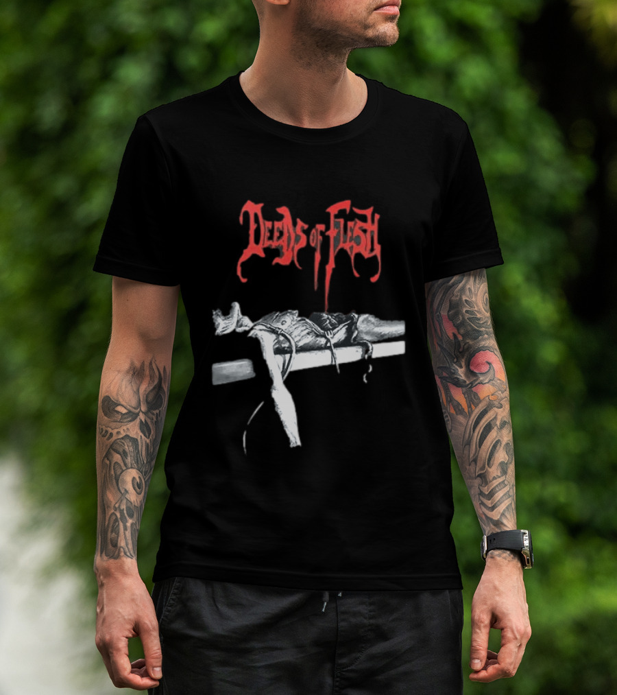 Deeds Of Flesh Trading Pieces The Mortician Stands Over The Body Mind Altered Two Sided T-Shirt