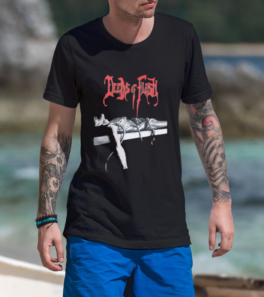 Deeds Of Flesh Trading Pieces The Mortician Stands Over The Body Mind Altered Two Sided T-Shirt