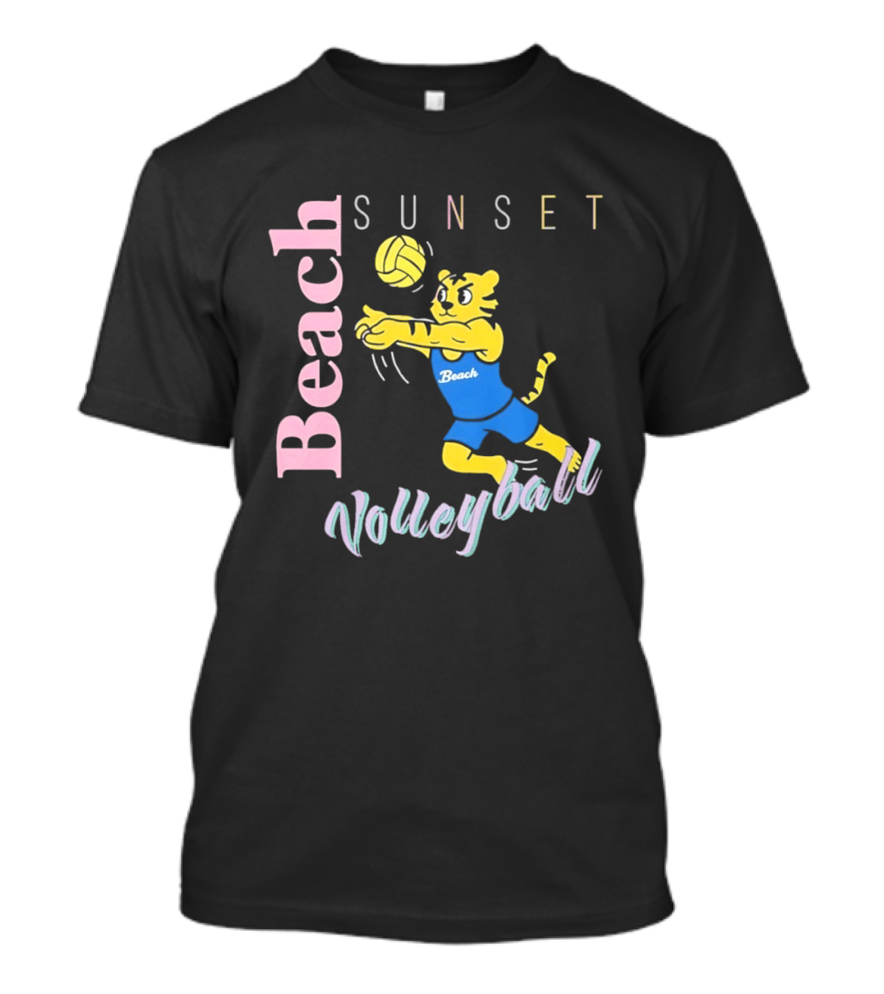 Beach Sunset Volleyball Tiger Jeff Cole T-Shirt