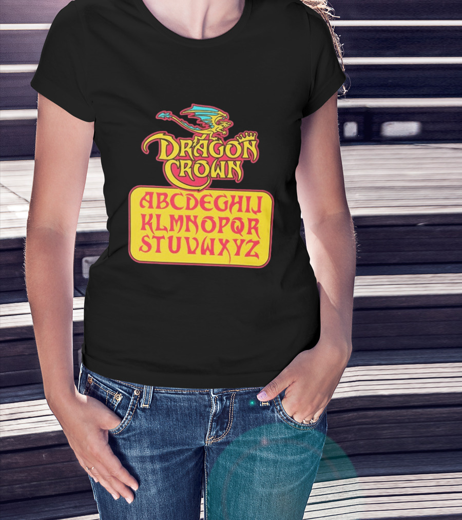 Dragon Crown Alphabet With Colorful Dragon Art And Bold Letters T-Shirt