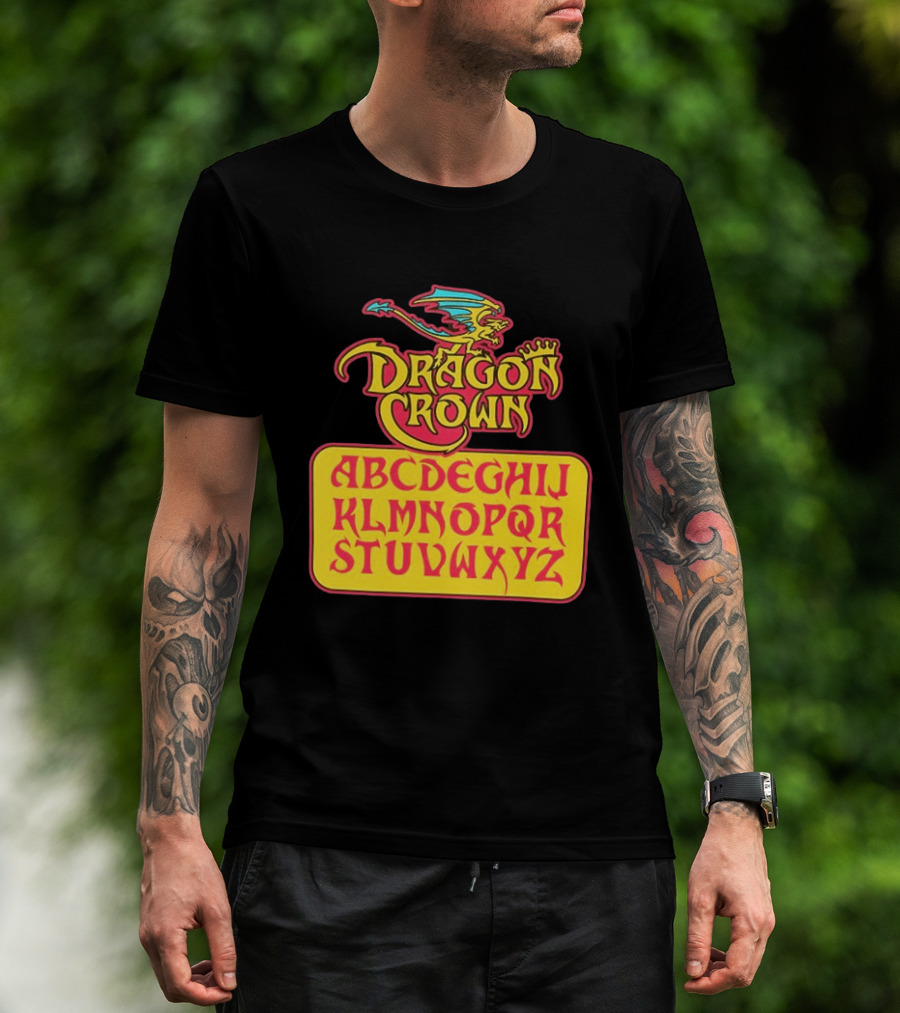 Dragon Crown Alphabet With Colorful Dragon Art And Bold Letters T-Shirt