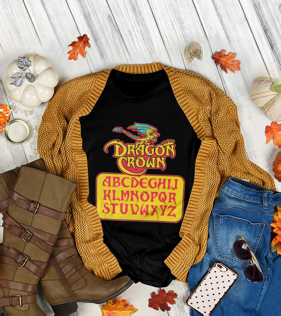 Dragon Crown Alphabet With Colorful Dragon Art And Bold Letters T-Shirt