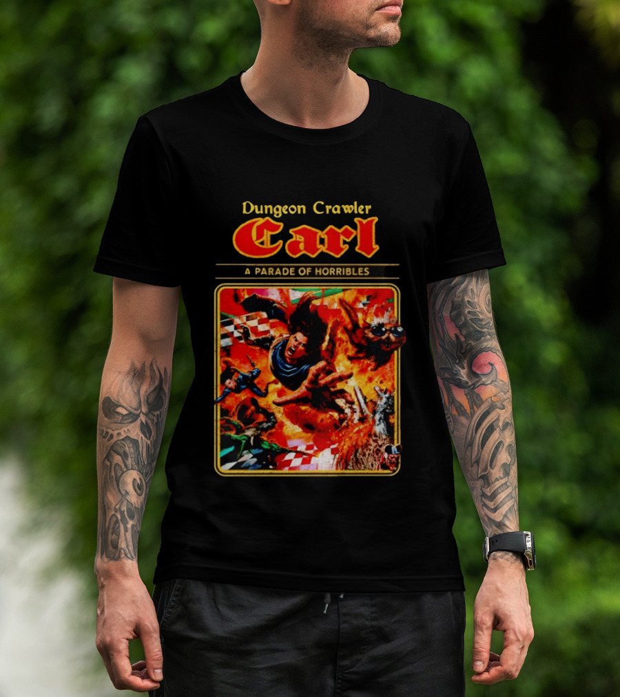 Dungeon Crawler Carl A Parade Of Horribles Fiery Adventure Scene With Characters T-Shirt