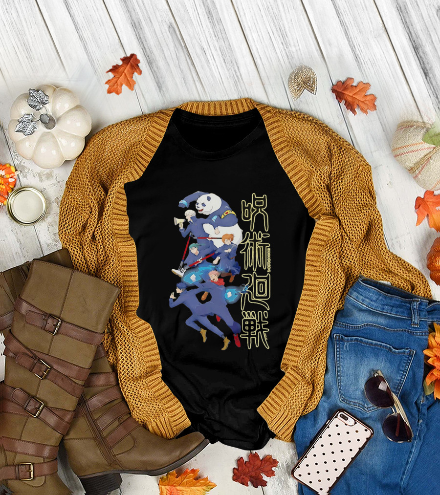 Jujutsu Kaisen Group Yuji Itadori Panda Megumi Fushiguro Nobara Kugisaki Anime Characters T-Shirt