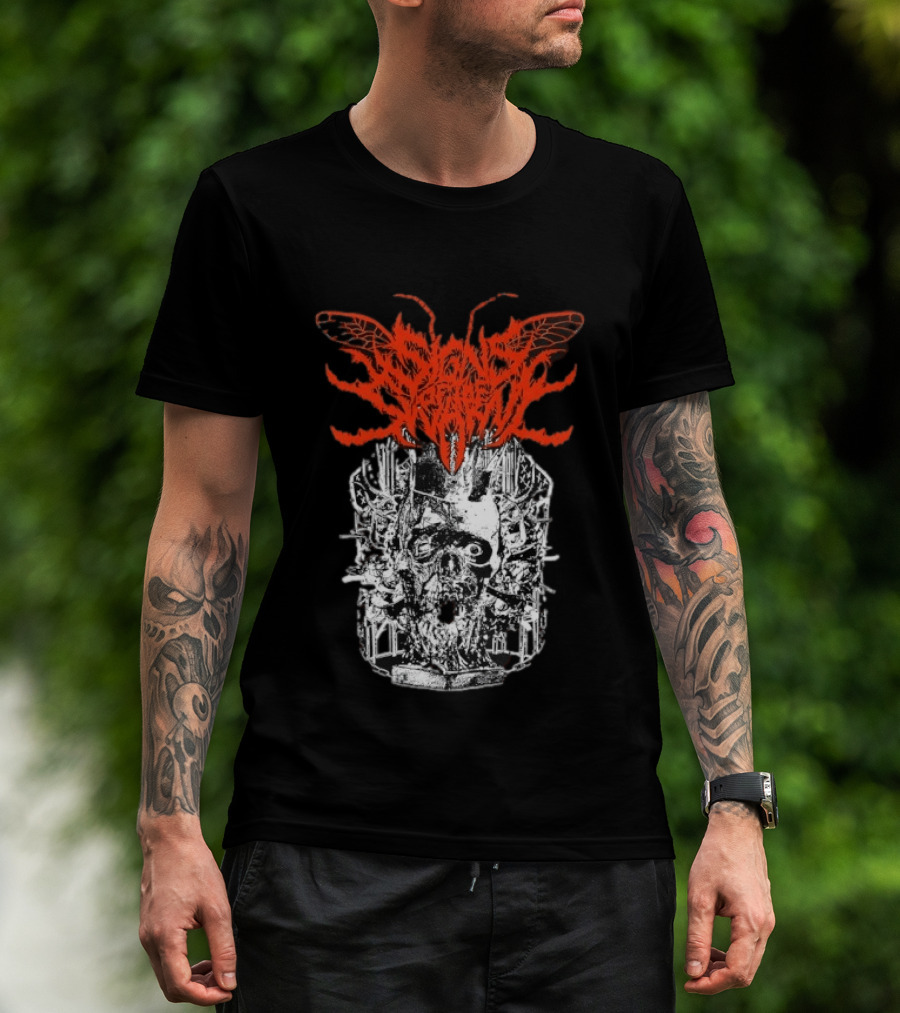 Signs Of The Swarm Skull Deathcore Metal Album Cover T-Shirt