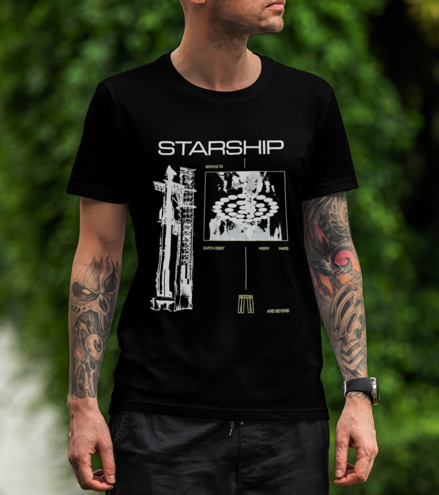 Starship Service Earth Orbit Moon Mars Beyond T-Shirt