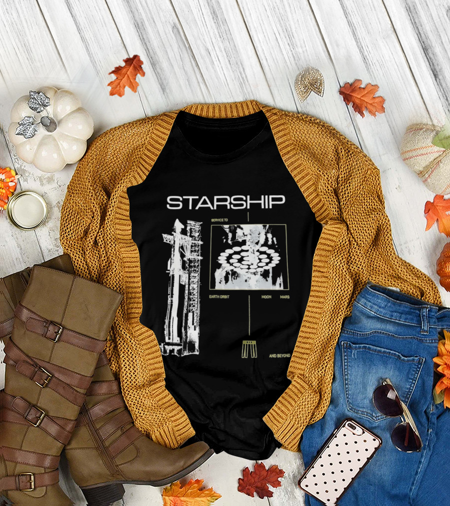 Starship Service Earth Orbit Moon Mars Beyond T-Shirt