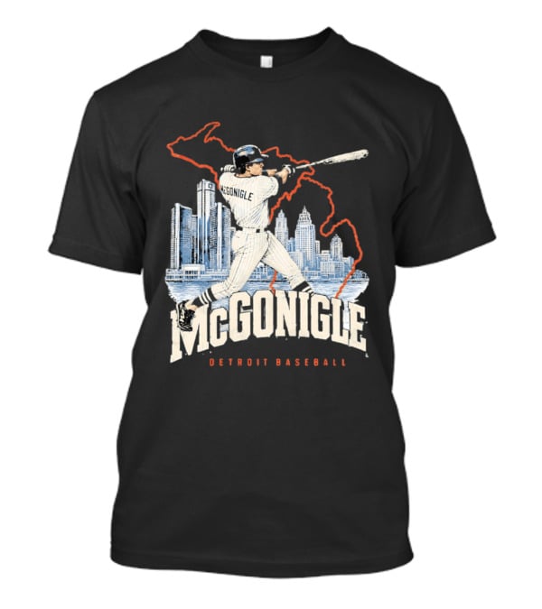 McGonigle Detroit Baseball Vintage Player Retro Skyline T-Shirt
