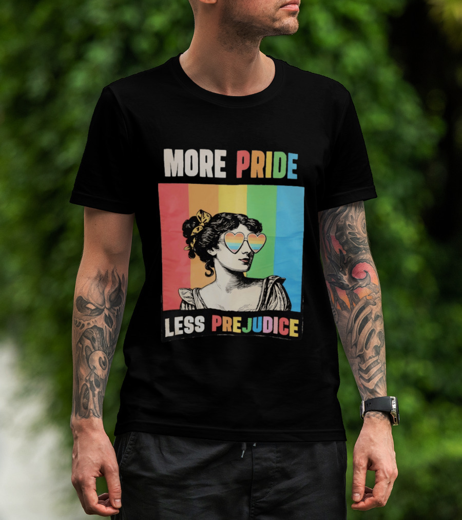 More Pride Less Prejudice Rainbow Heart Sunglasses Regency T-Shirt