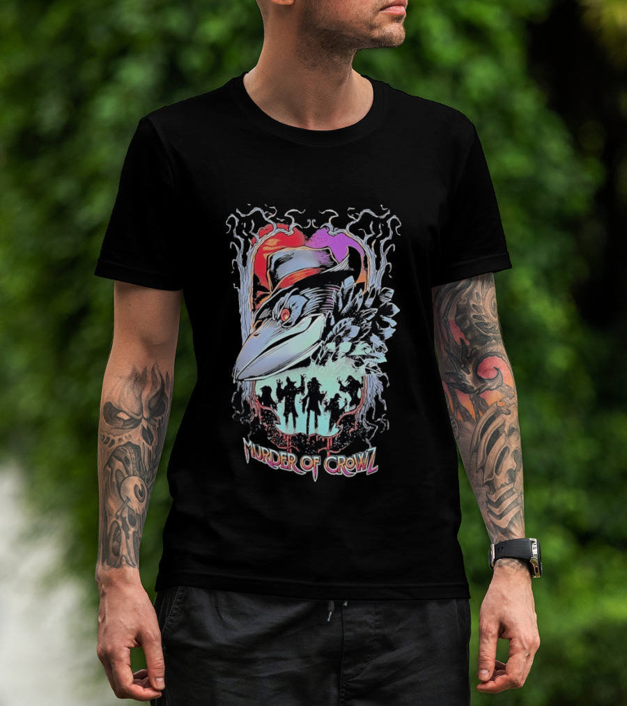 Murder Of Crowlz Gothic Raven Dark Mystical Forest Artifacts T-Shirt