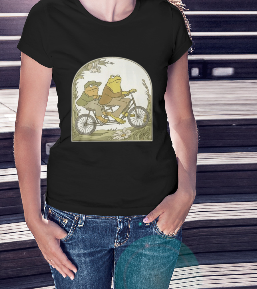 Frog And Toad Riding Tandem Bicycle T-Shirt