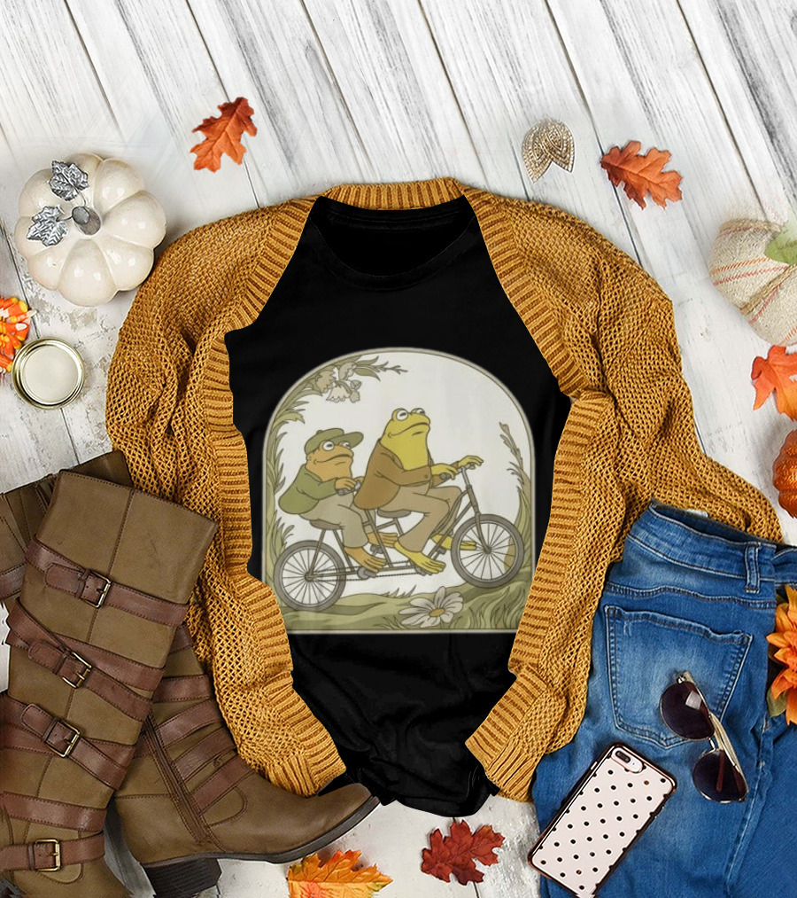 Frog And Toad Riding Tandem Bicycle T-Shirt