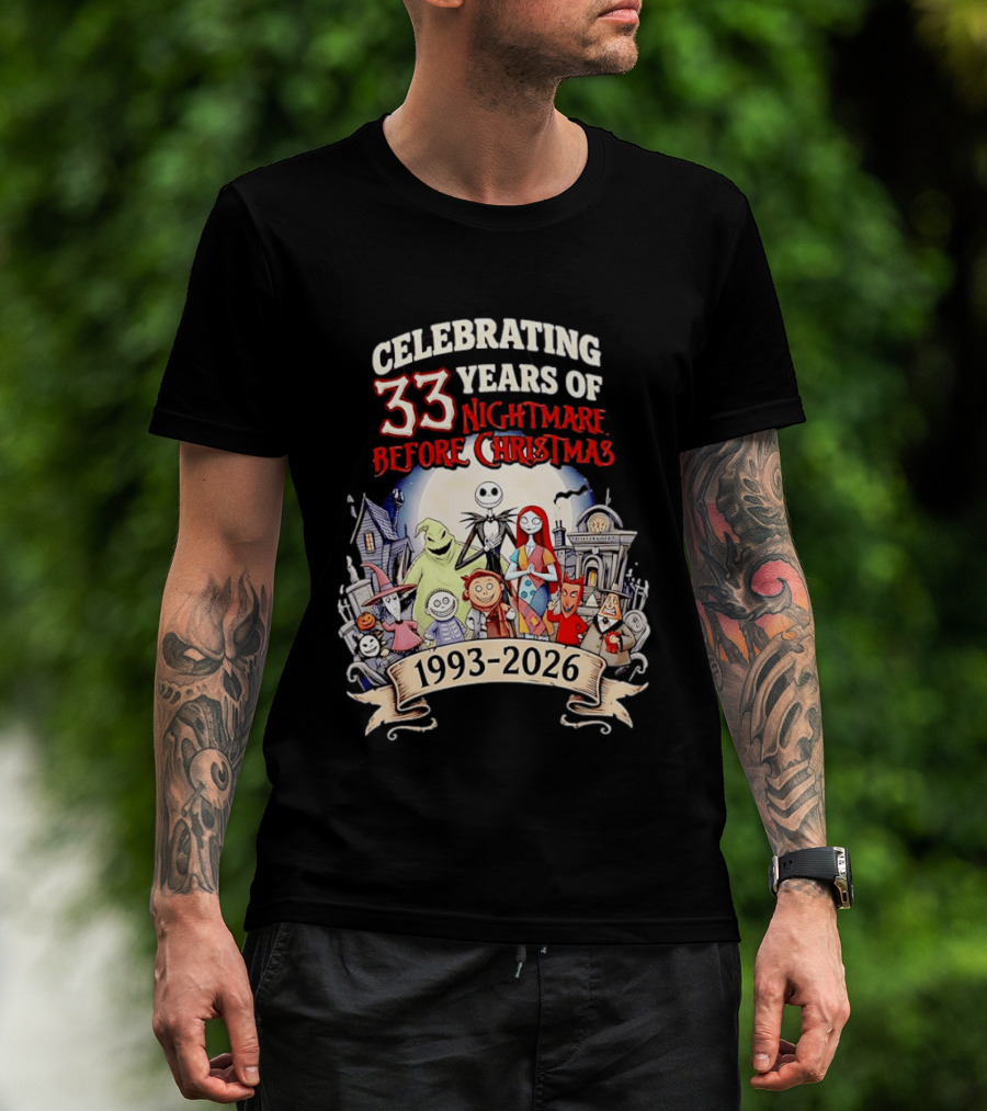 Celebrating 33 Years Of Nightmare Before Christmas 1993 2026 T-Shirt