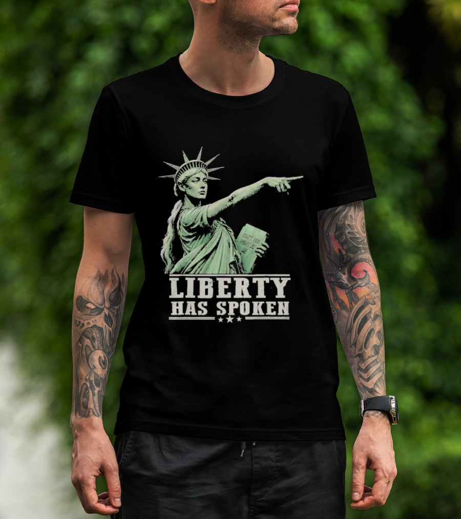 Liberty Has Spoken Statue Of Liberty Vintage Pointing Gesture T-Shirt