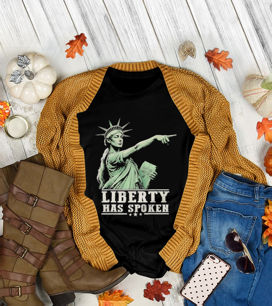 Liberty Has Spoken Statue Of Liberty Vintage Pointing Gesture T-Shirt