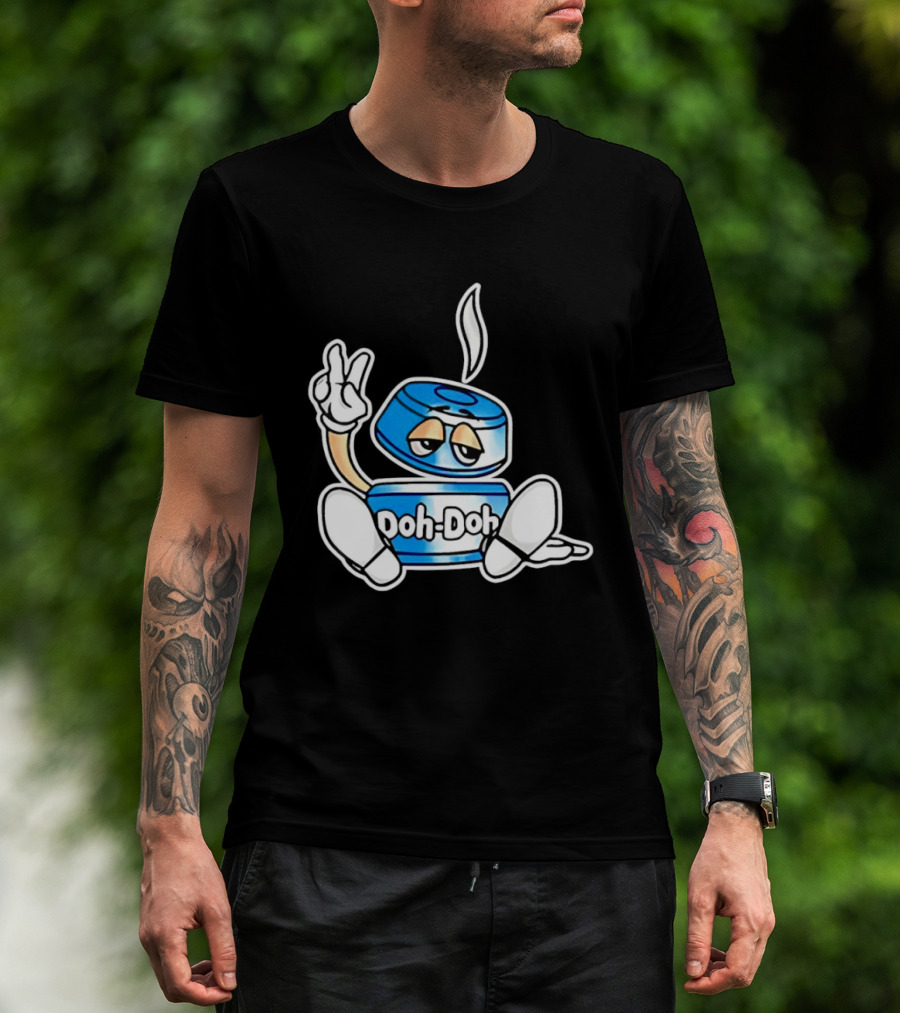 Doh Doh Peace Sign Playful Cartoon Character In Relaxed Pose T-Shirt