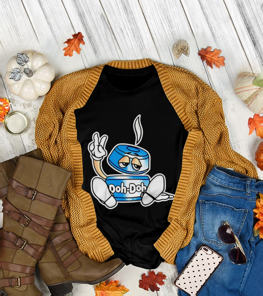 Doh Doh Peace Sign Playful Cartoon Character In Relaxed Pose T-Shirt